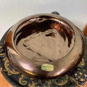 Vintage Haeger Floral Bronze Pot Dish Vase Mid-Century Decor